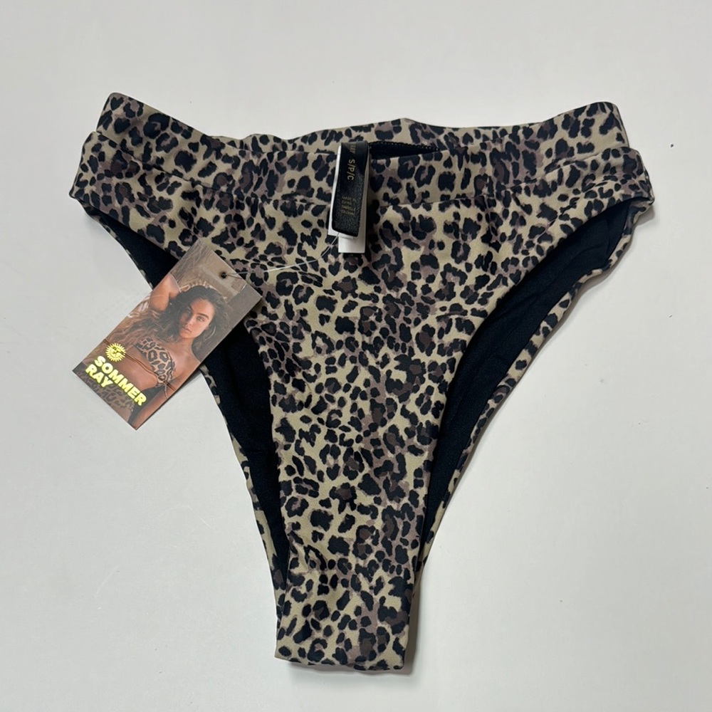 Sommer ray Leopard Print  high waisted Bikini Bottoms S